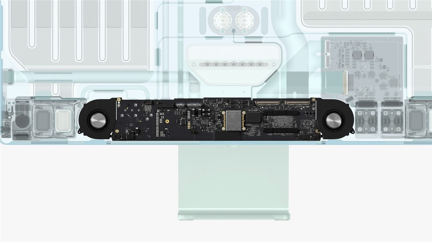 iMac 2021 內部構造：主板放在下巴裡，超迷你雙風扇