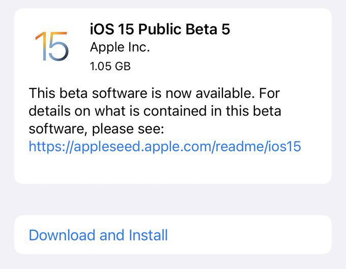 蘋果發布 iOS 15/iPadOS 15 公測版 Beta 6 