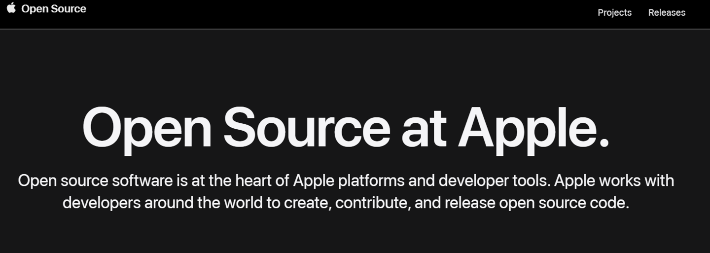 蘋果推出重新設計的開源網站：包括 iOS、macOS 代碼，還有 Swift、WebKit 等開源項目