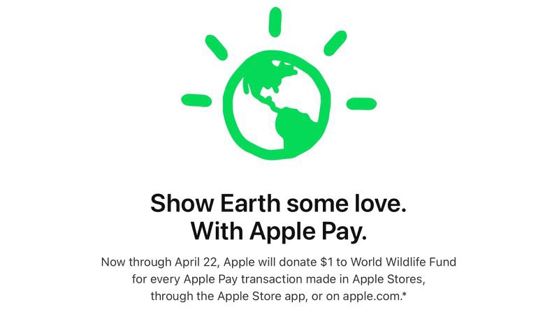 蘋果慶祝地球日，在 Apple Store 使用 Apple Pay 的每筆交易都會捐款 1 美元