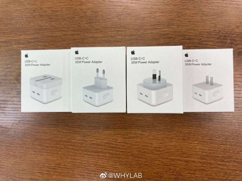 蘋果 35W 雙 C 口充電器全新實物曝光，分為單充電頭、套裝版本，適用於 iPhone 13 Pro Max