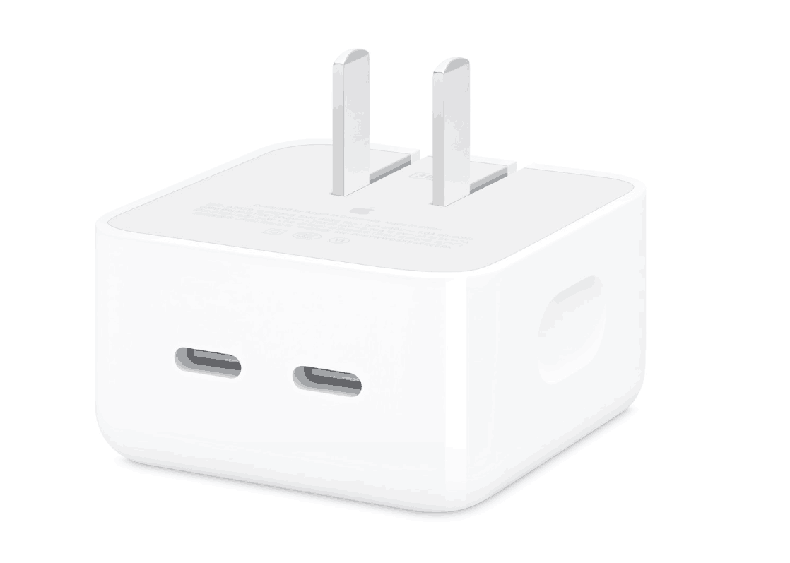 支持兩部設備同時充電，蘋果 35W 雙 USB-C 端口電源適配器充電細節公布