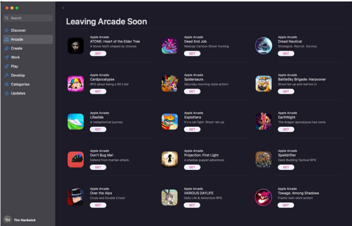 蘋果公司今天從Apple Arcade下架了15款游戲