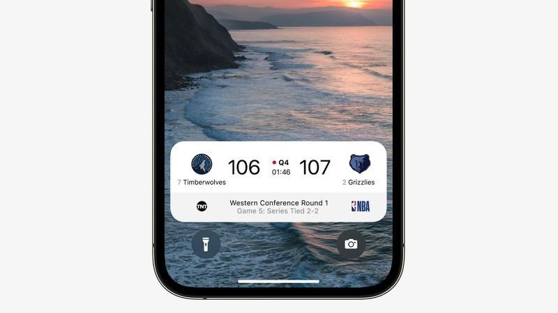 蘋果 iOS 16 鎖屏界面將支持顯示 NBA、MLB 和英超聯賽實時比分