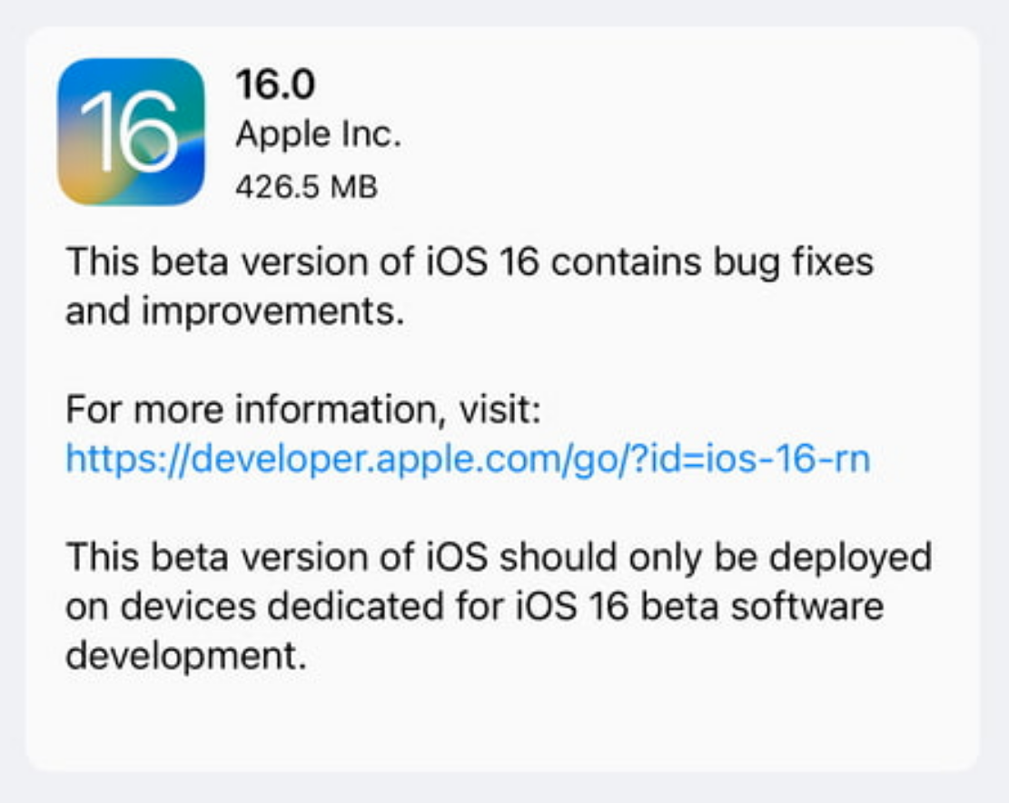 蘋果發布 iOS 16/iPadOS 16 開發者預覽版 Beta 6