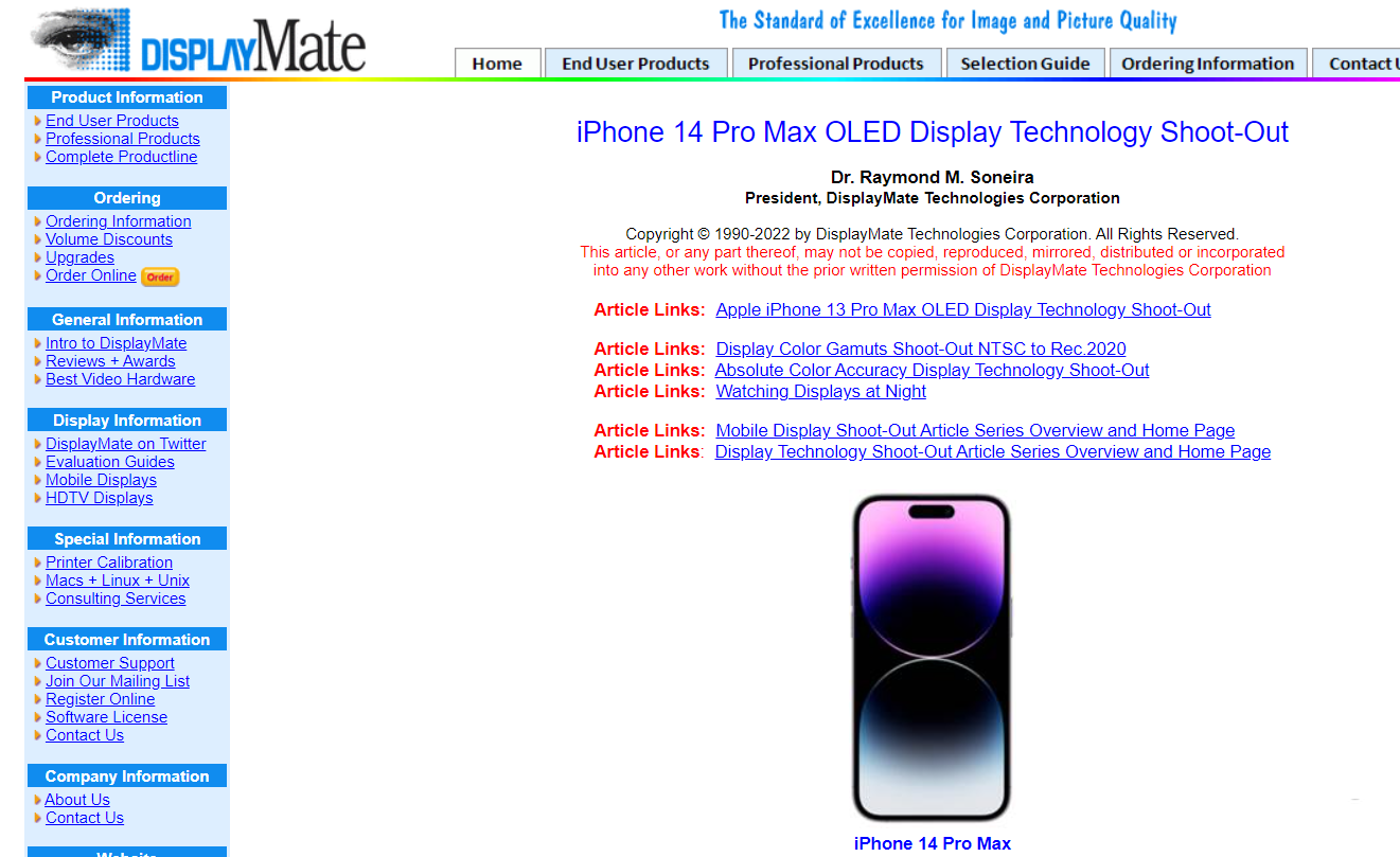 蘋果 iPhone 14 Pro Max 獲得 DisplayMate 最佳智能手機顯示屏獎