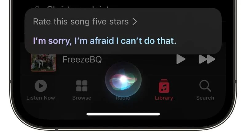 用戶反映請求Siri對AppleMusic歌曲評級的功能已失效