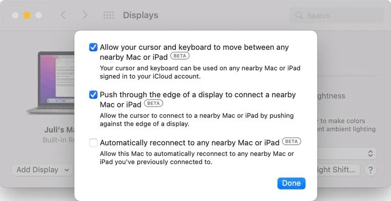 macOS12.3Beta3：新增“?通用控制?”按鈕