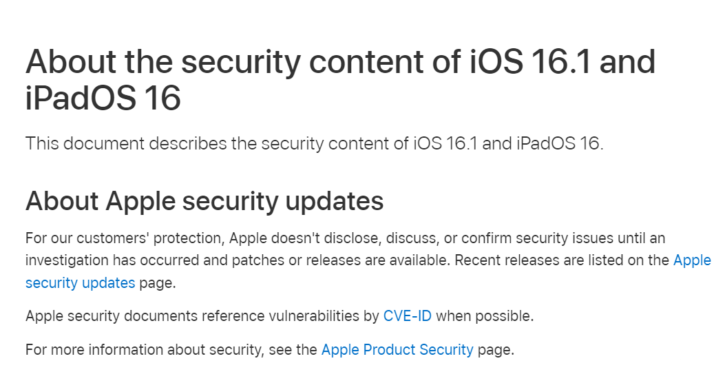 蘋果 iOS 16.1/ iPadOS 16.1 正式版修補了 0 day 漏洞