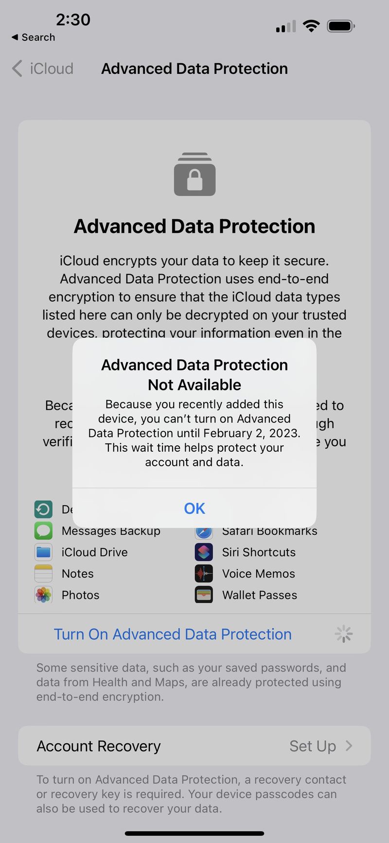 蘋果 ：Apple ID 賬號下新增設備需緩沖期過後才能啟用 iCloud 高級數據保護功能